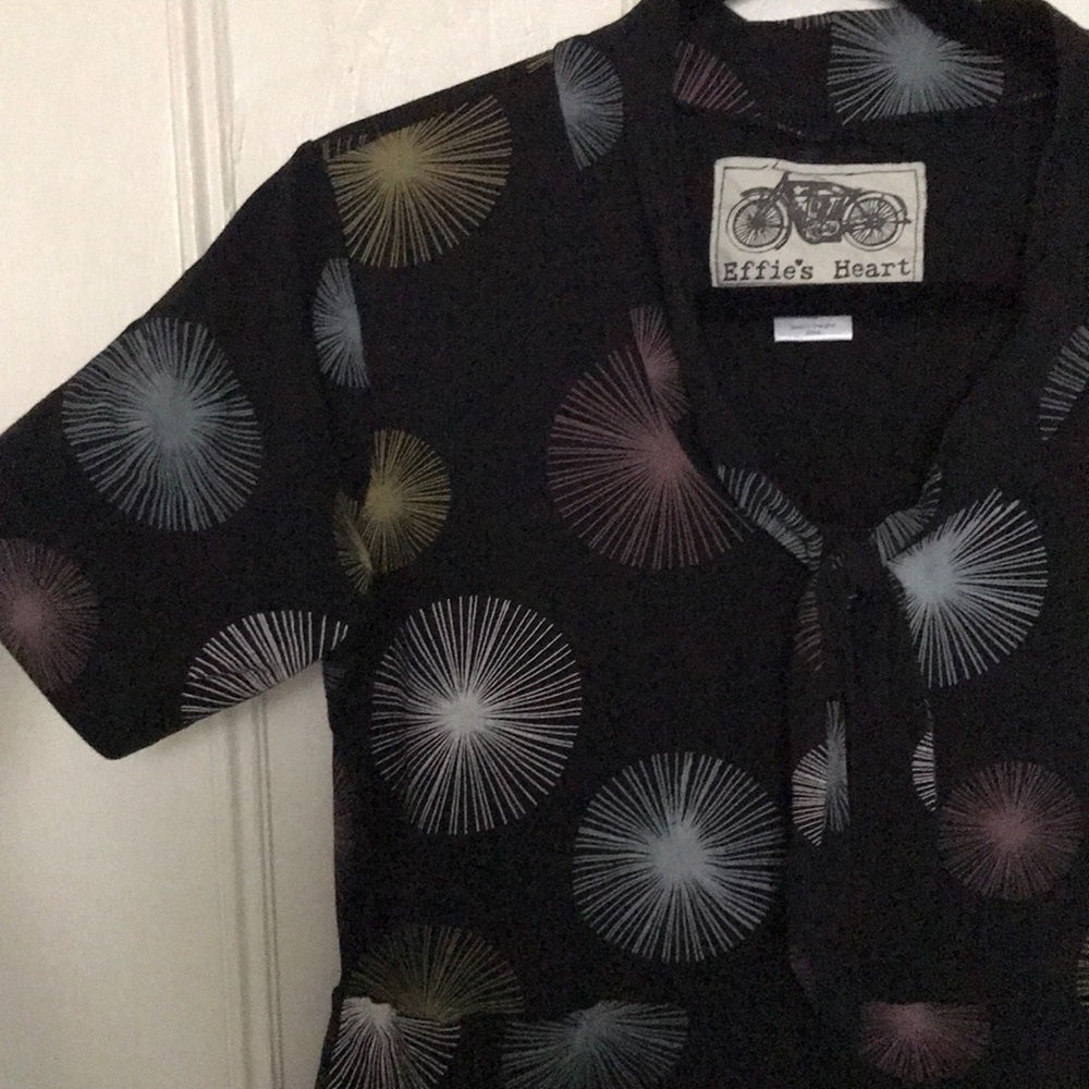 Effie’s Heart Black 50s patten short sleeve dress